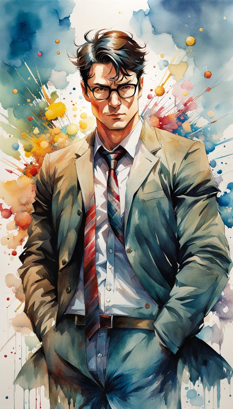 Clark Kent: Watercolor Manga Illustration