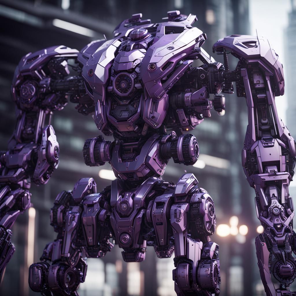 Futuristic Sci-Fi Mech in Polished Metal