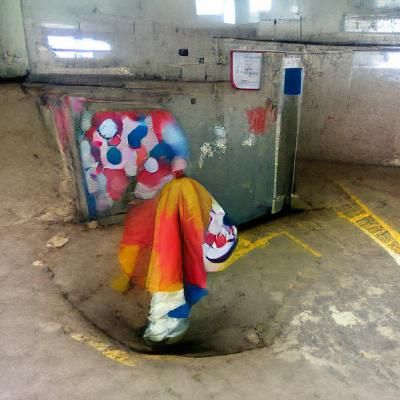 Sad Clown in Empty Liminal Space