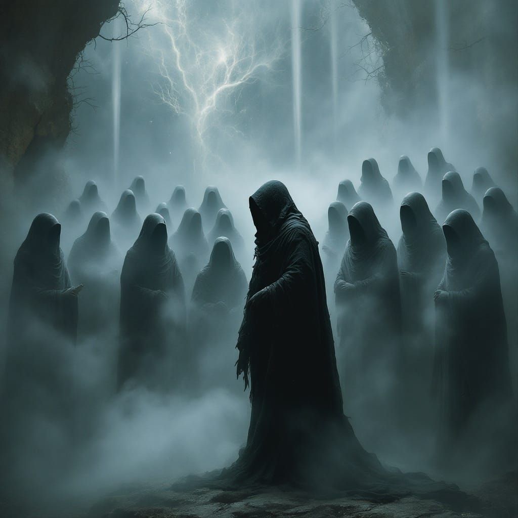 Mystical Choir of Veilwalkers in Whimsical Realism Style