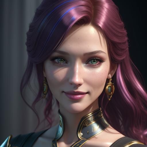 Smiling Woman with Flowing Hair in Cinematic 3D