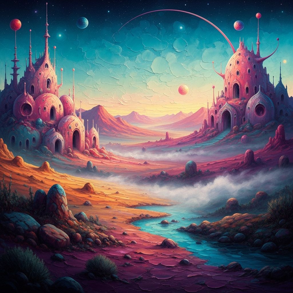 Psychedelic Desert Landscape in Hyperdetailed Matte Painting...