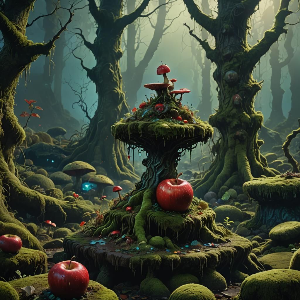 Rotten Apple Creature in Mystical Forest