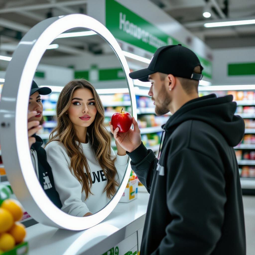 Hiphop Album Cover: Selfie in Supermarket