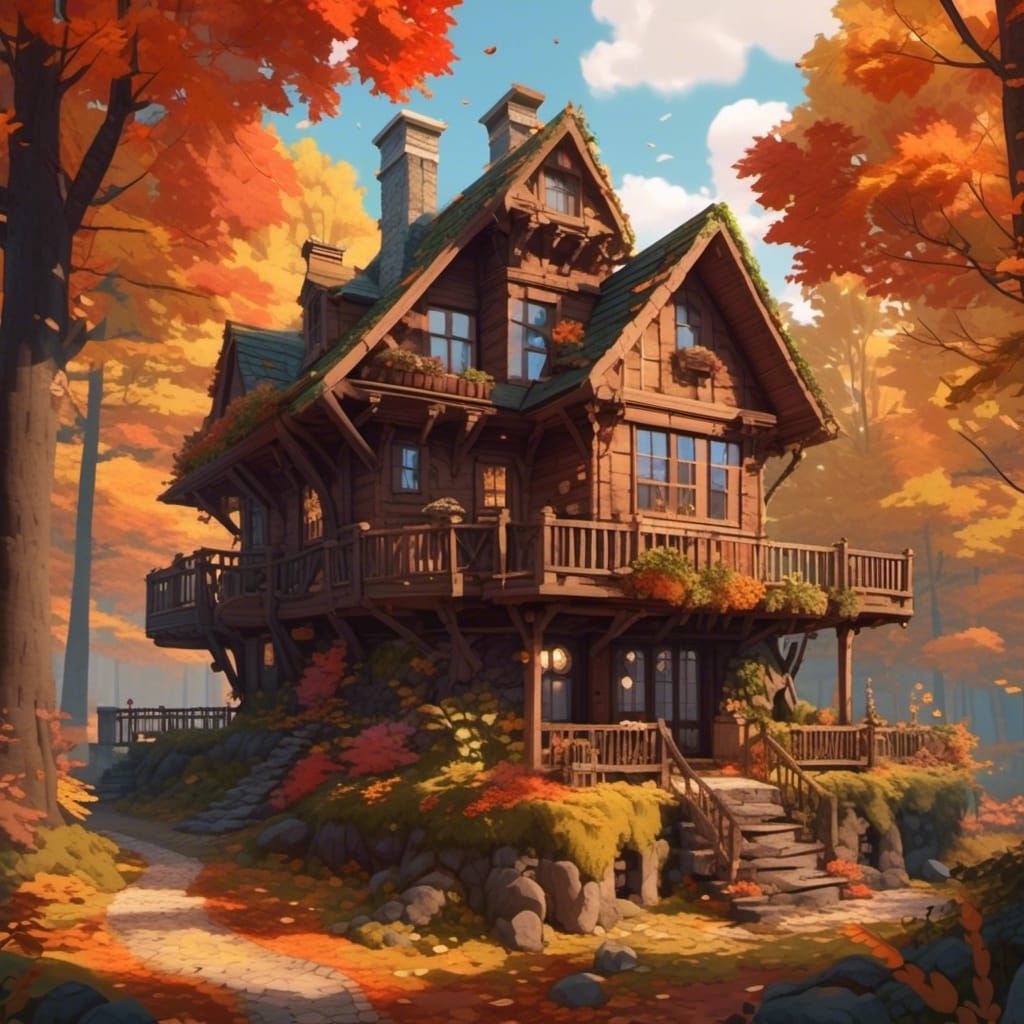 Autumn Forest Cottage: Fantasy Concept Art