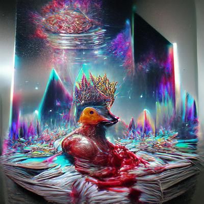 Duck King with Crystal Blood in Astral Cosmic Style