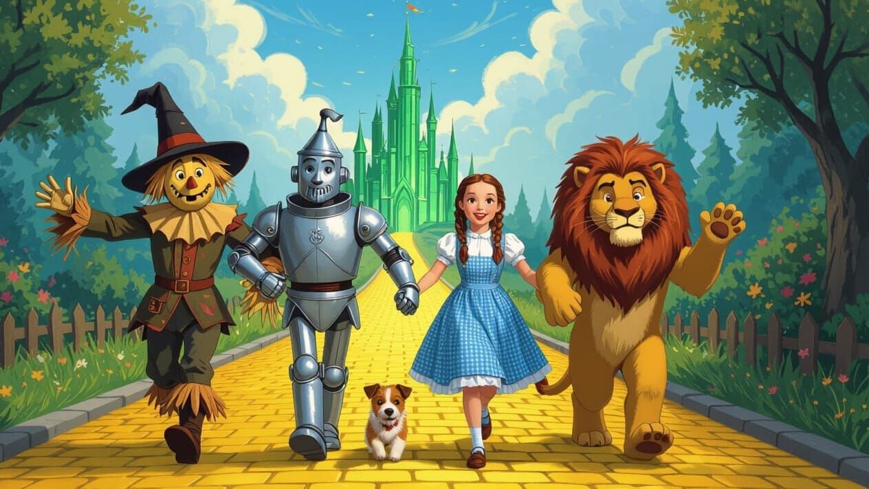 Wizard of Oz Crew on Yellow Brick Road