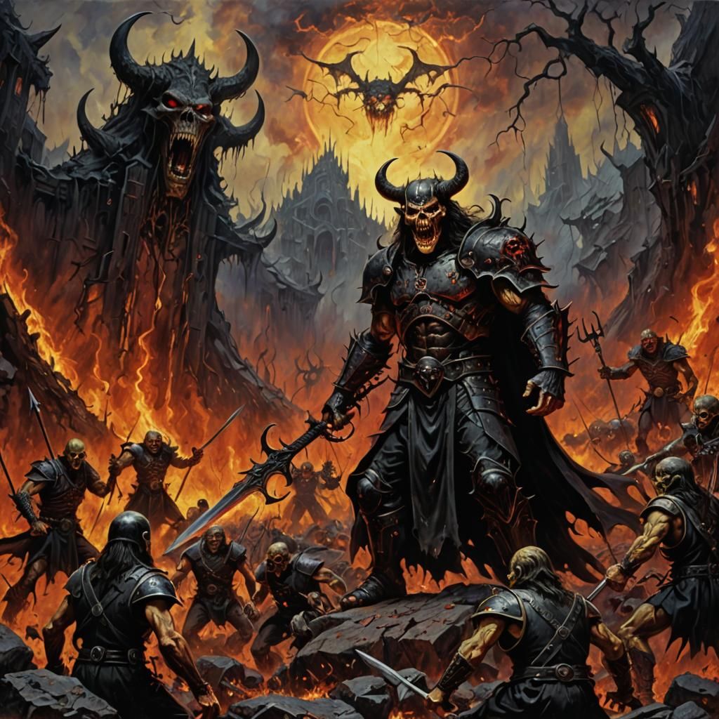 Infernal Landscape in the Style of Album Art