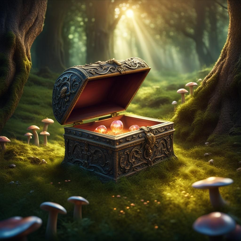 Pandora's Box in Enchanted Forest: Fantasy Art
