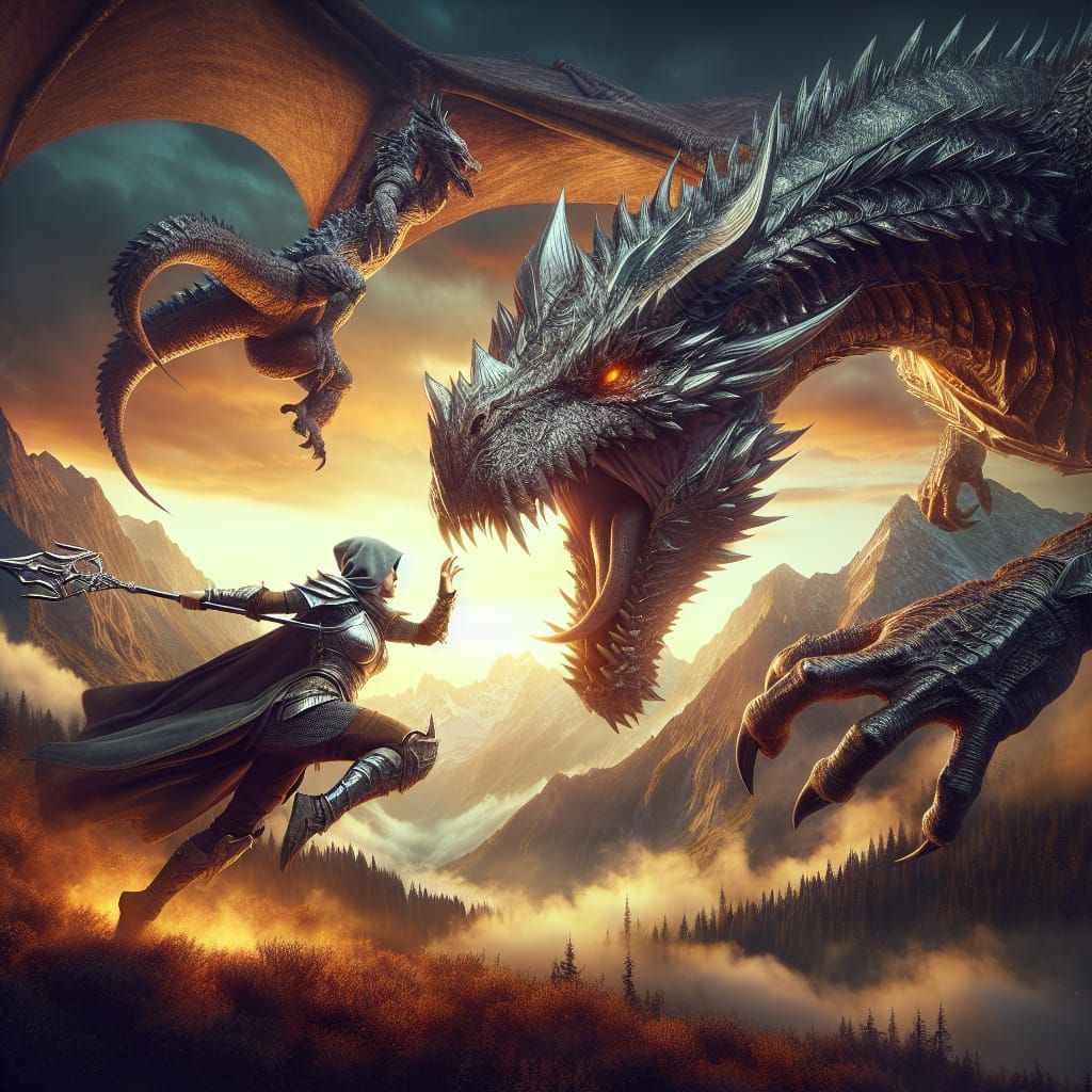 Heroic Dragon Battle in Mountain Valley