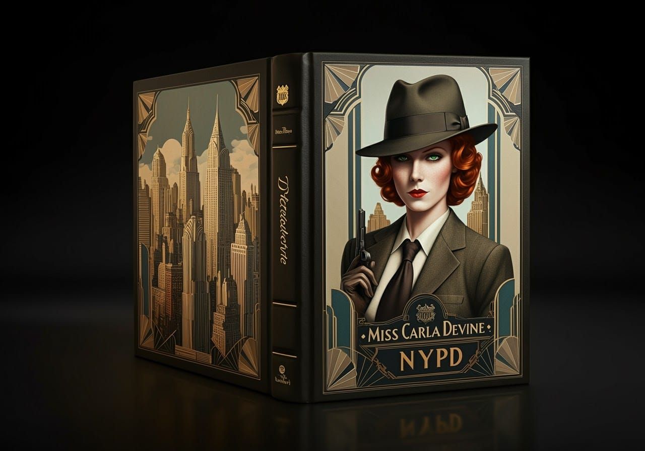 Luxury Art Deco Book Cover Featuring New York City Skyline