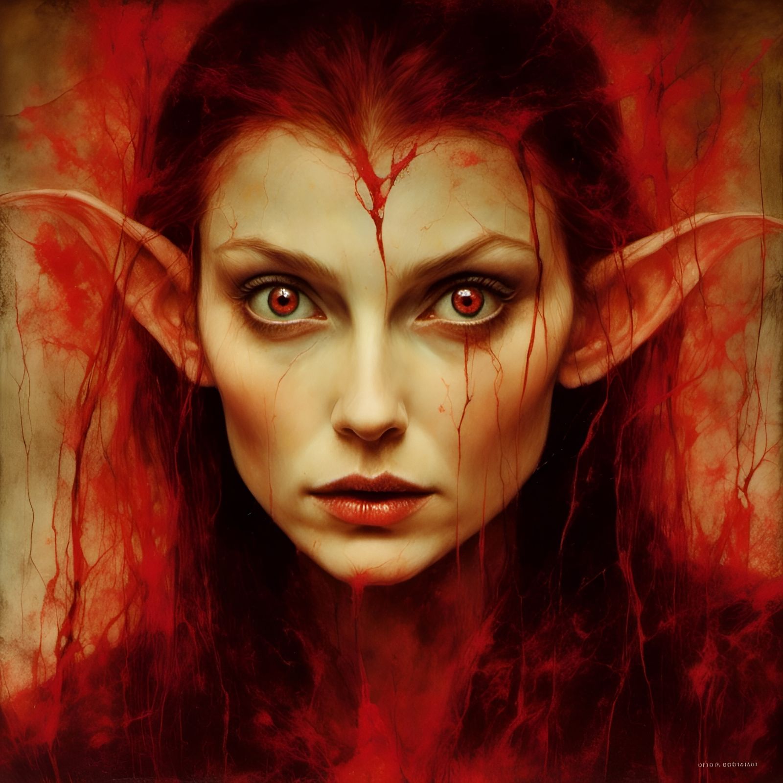 Dark Fantasy Vampire Elf in Macabre Style