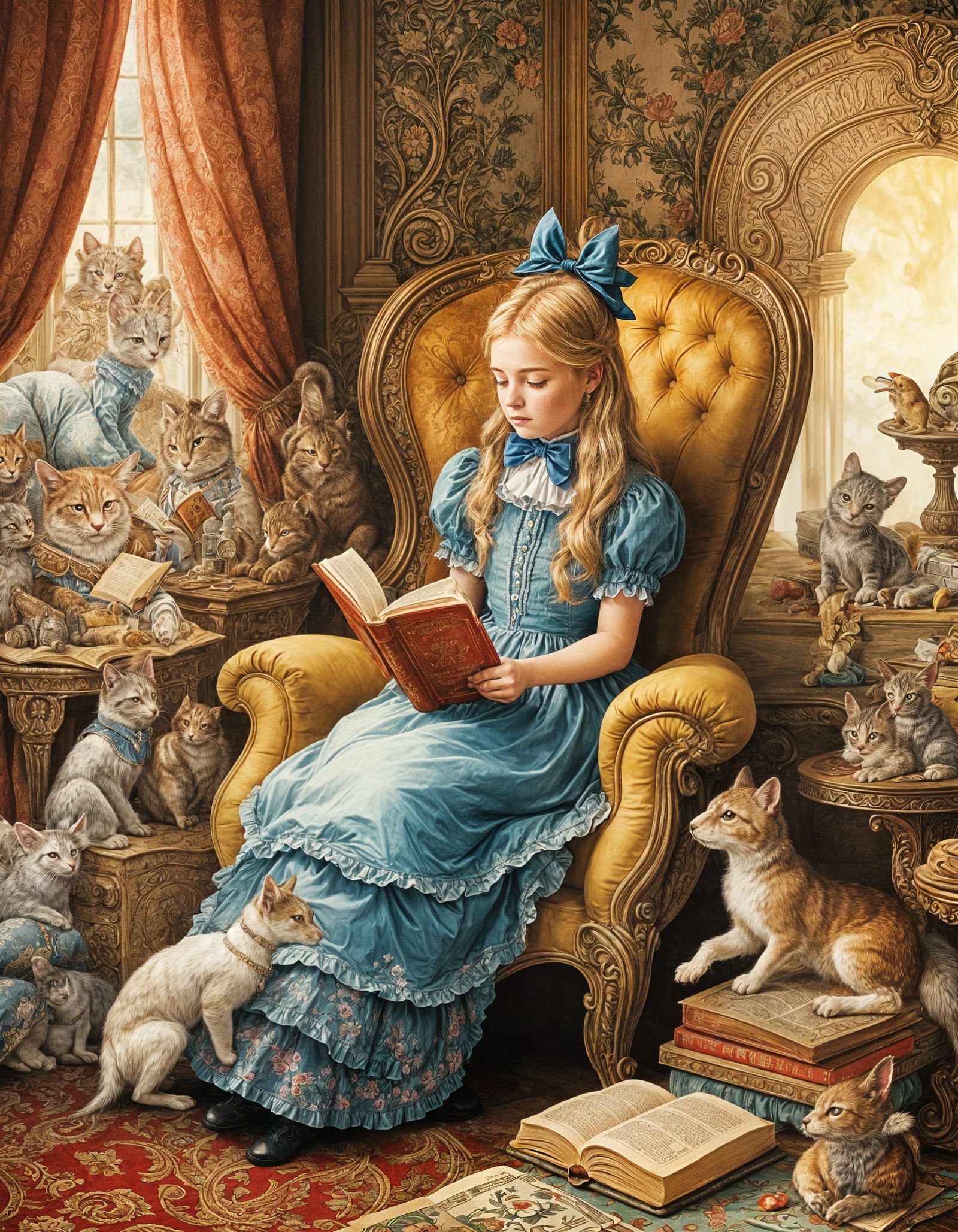 Alice in Wonderland Reading in Victorian Style
