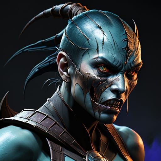 Mortal Kombat Female Baraka in Hyperrealistic Cyberpunk Styl...