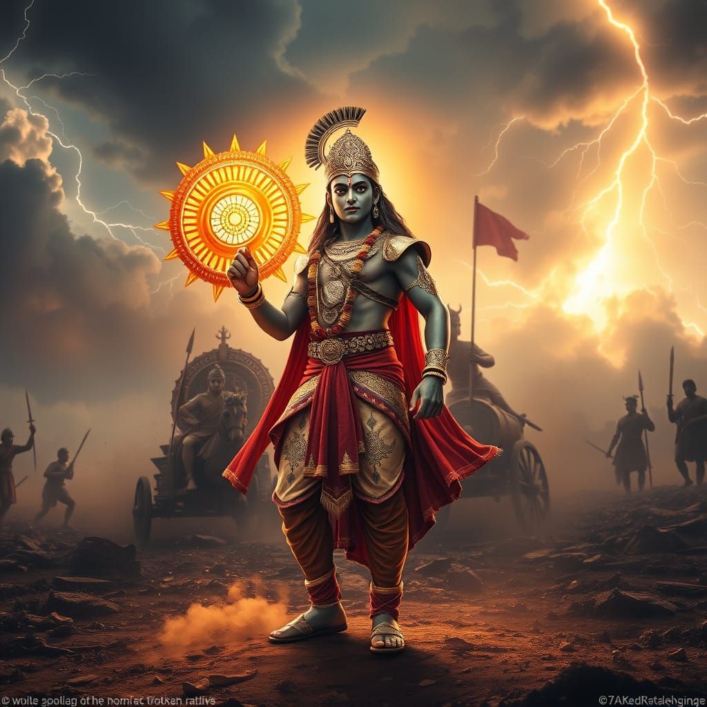 Krishna on Kurukshetra with Sudarshan Chakra