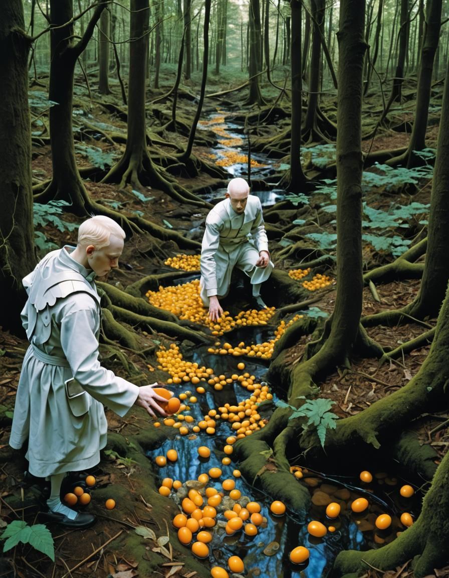 Albino Cybernetic Human in Post-Apocalyptic Labyrinth