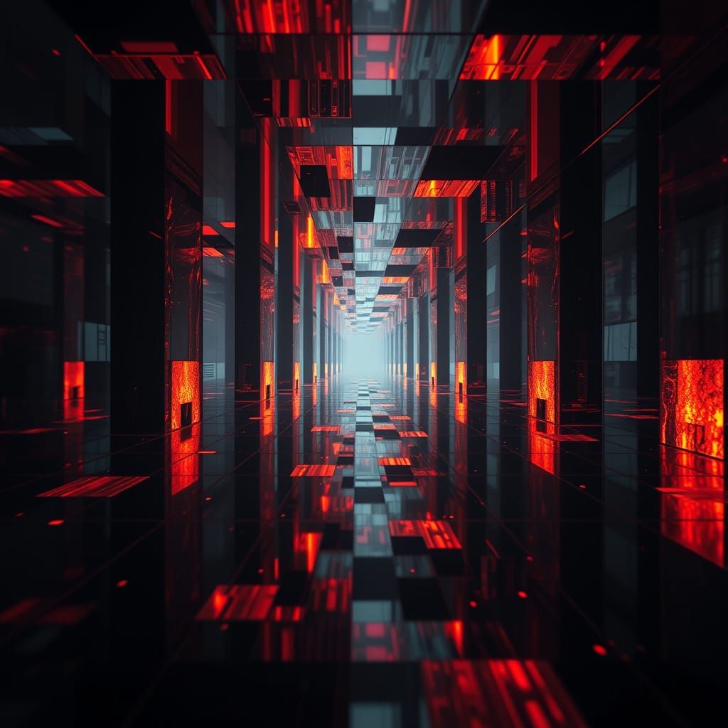 Glitchcore Illusion of Squares in Cinematic HDR