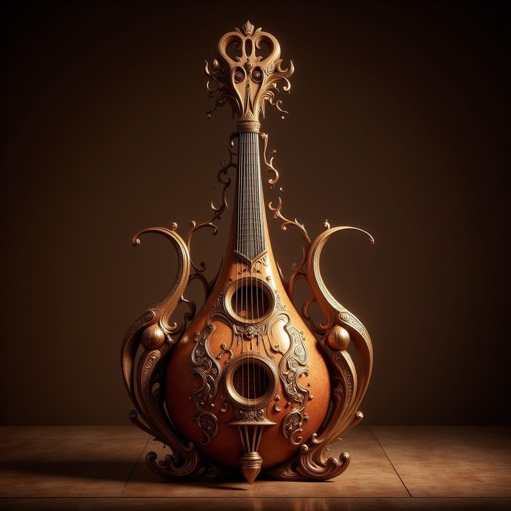 Hyperrealistic Kora Instrument Digital Painting