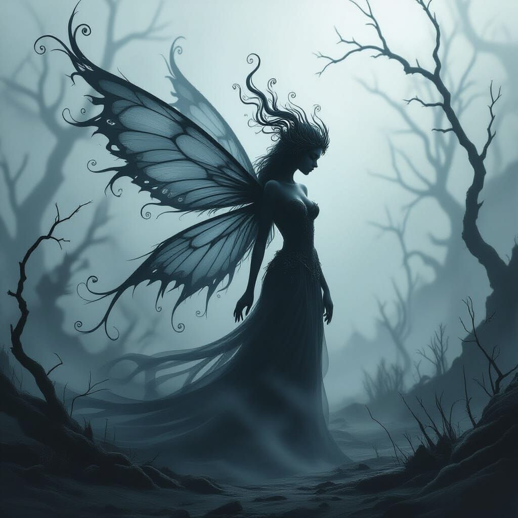 Smoke and Shadow Fairy in Charred Forest