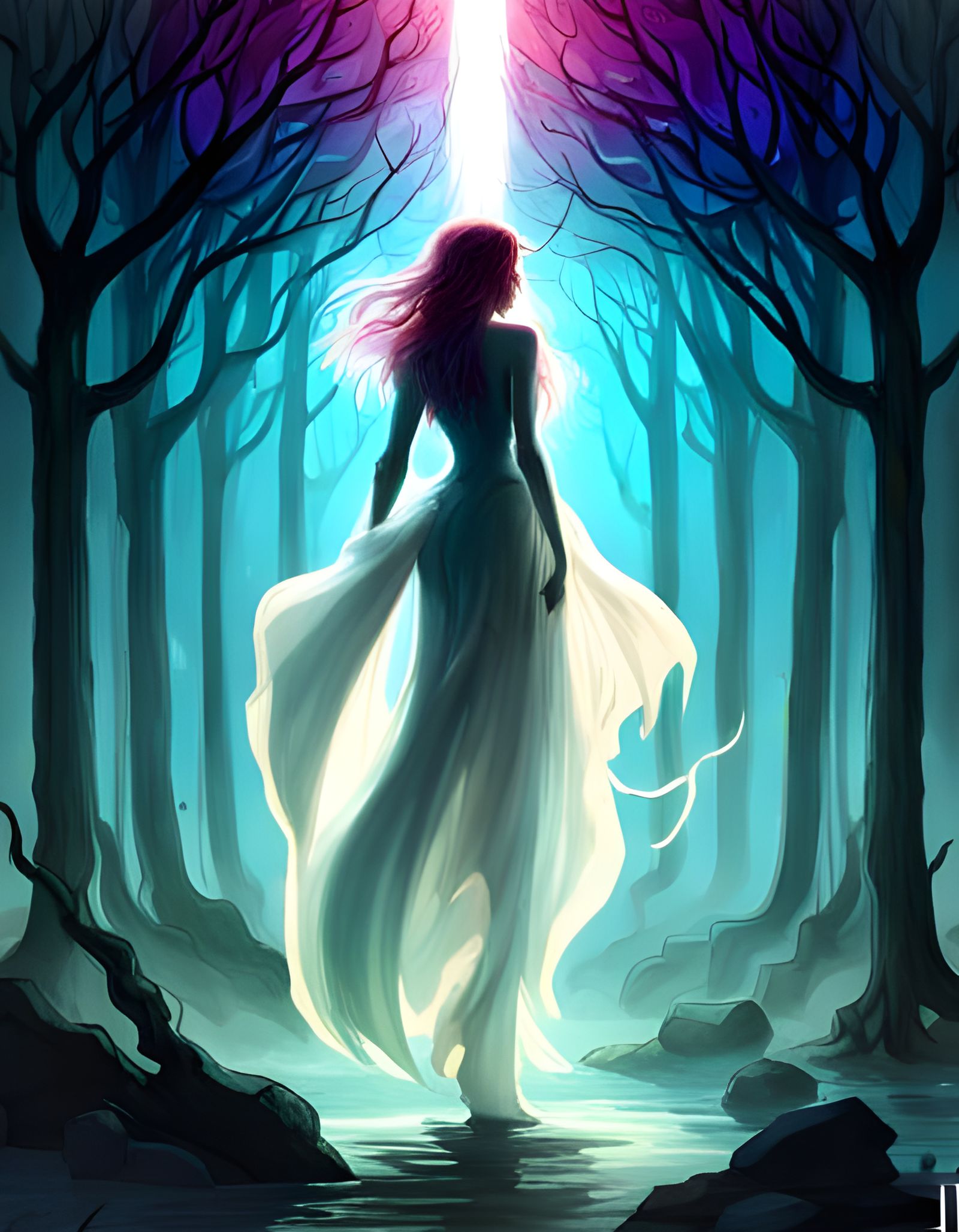 Magical Siren Spirit in Rainbow Silhouette