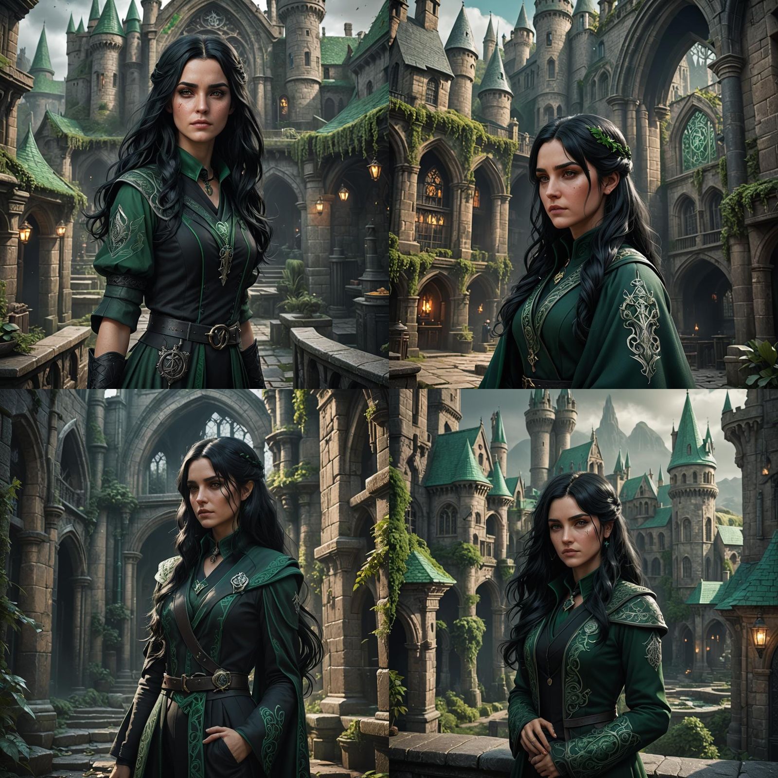 Slytherin Girl with Black Hair in Detailed Matte Painting