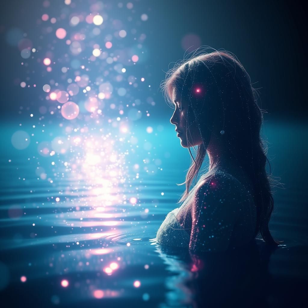 Fantasy Woman Made of Light Particles