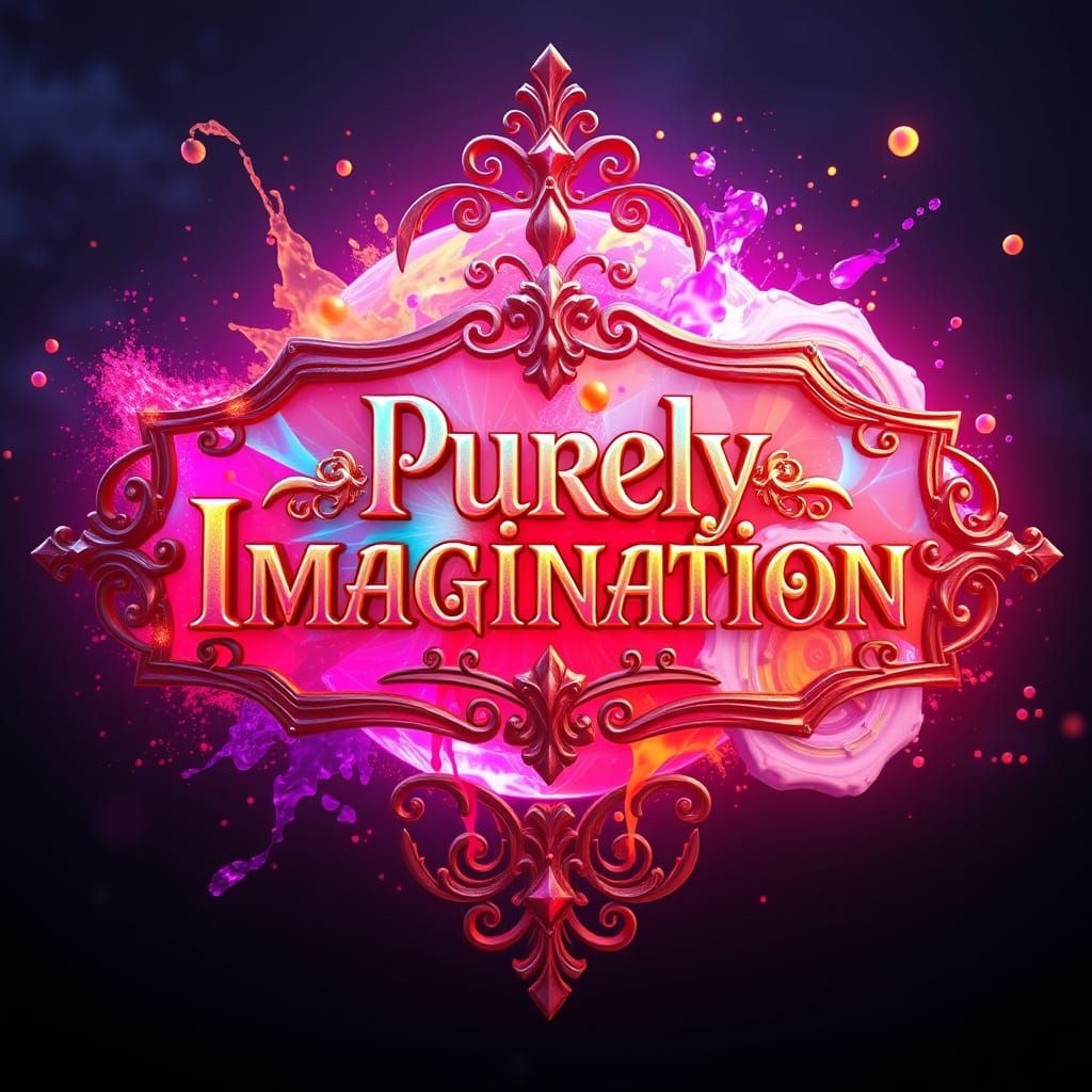 Fantastical Logo with Intricate Border in Vibrant Colors