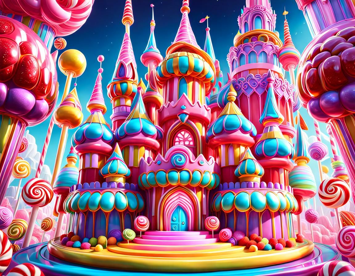 Fantastical Candy Castle in Art Nouveau Style