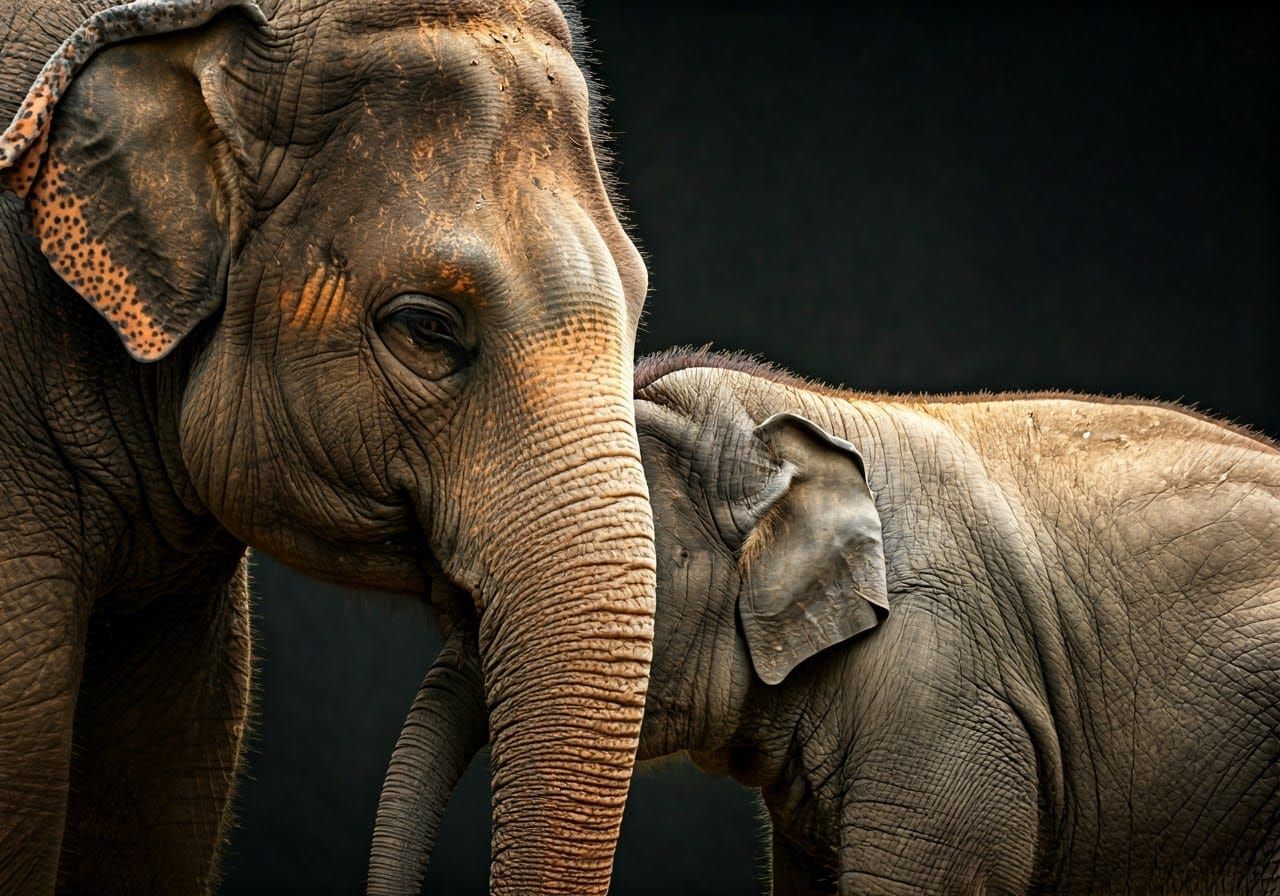 Gentle Giant Embracing Her Young