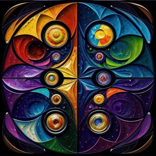 Starry Night Mosaic Patchwork in Expressionist Style