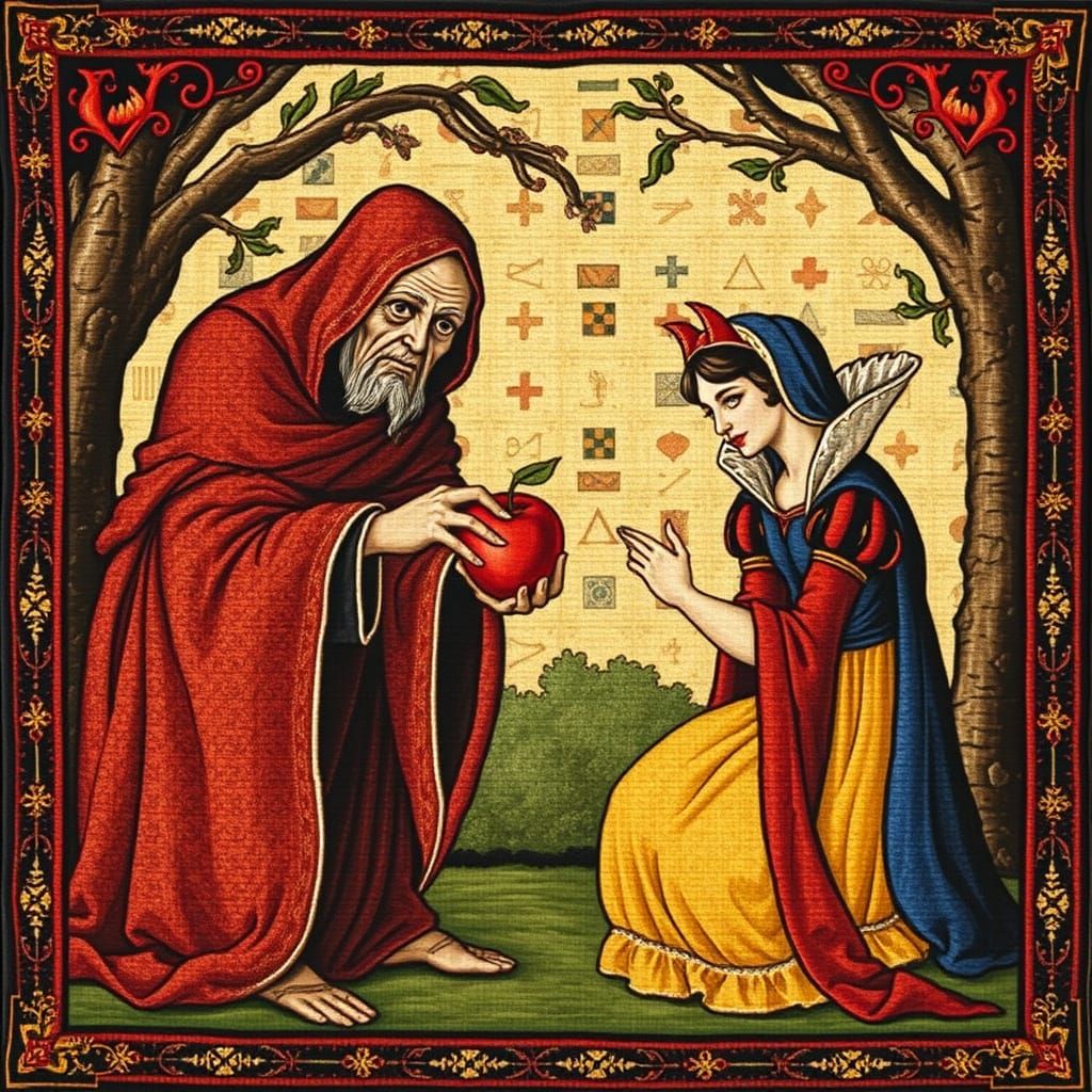 Medieval Masterpiece: Evil Hag Offers Poisoned Apple to Snow...