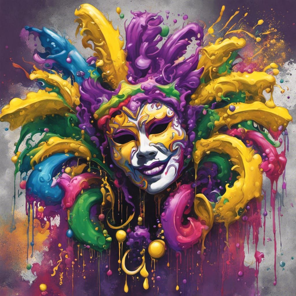 Vibrant Graffiti Art of Mardi Gras Celebration