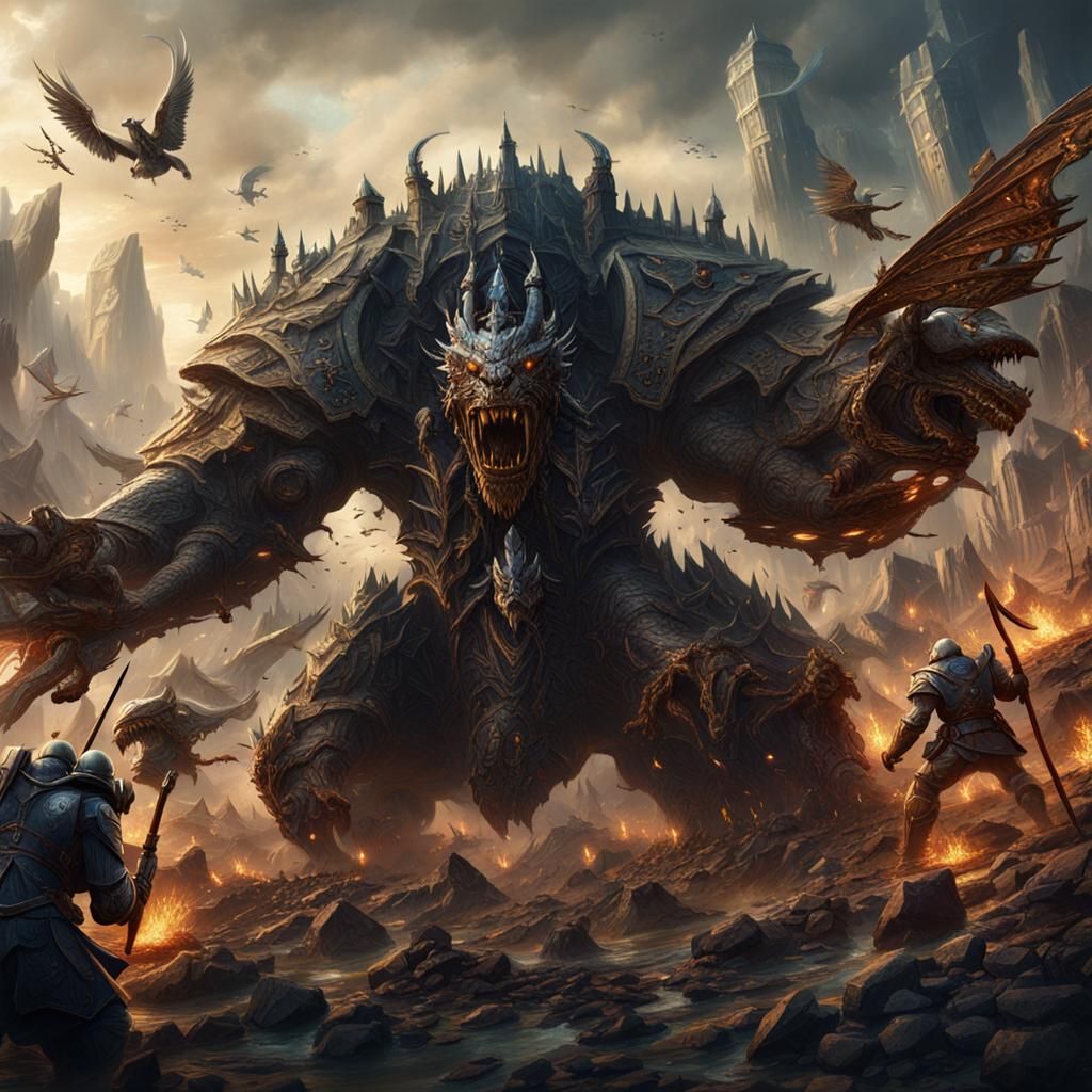 Epic War Between Armies and Mythical Creatures