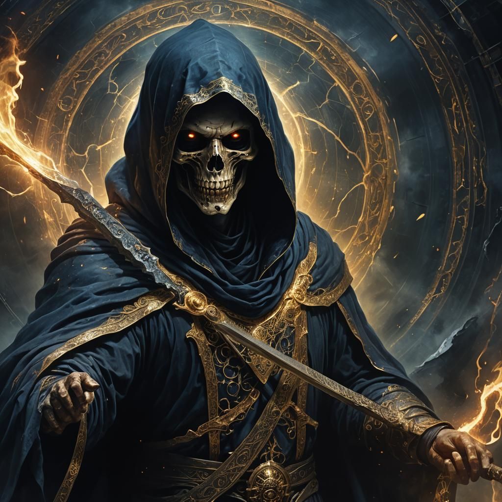 Death with Cleaver in Ominous Dark Fantasy Style