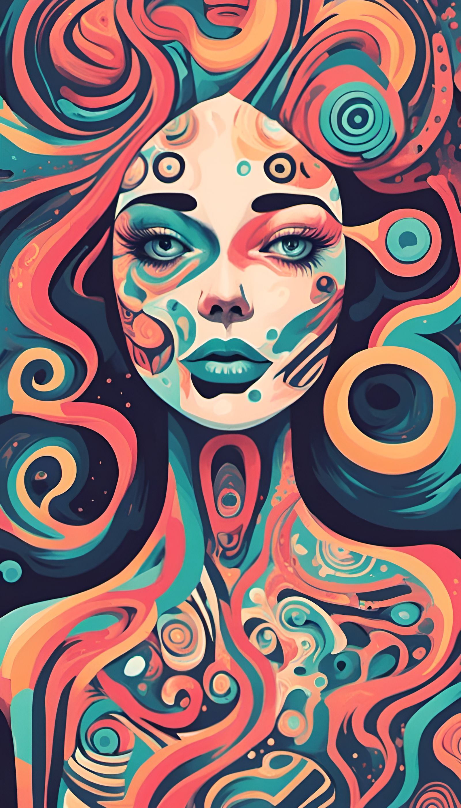 Dazzling Surreal Woman Flat Illustration