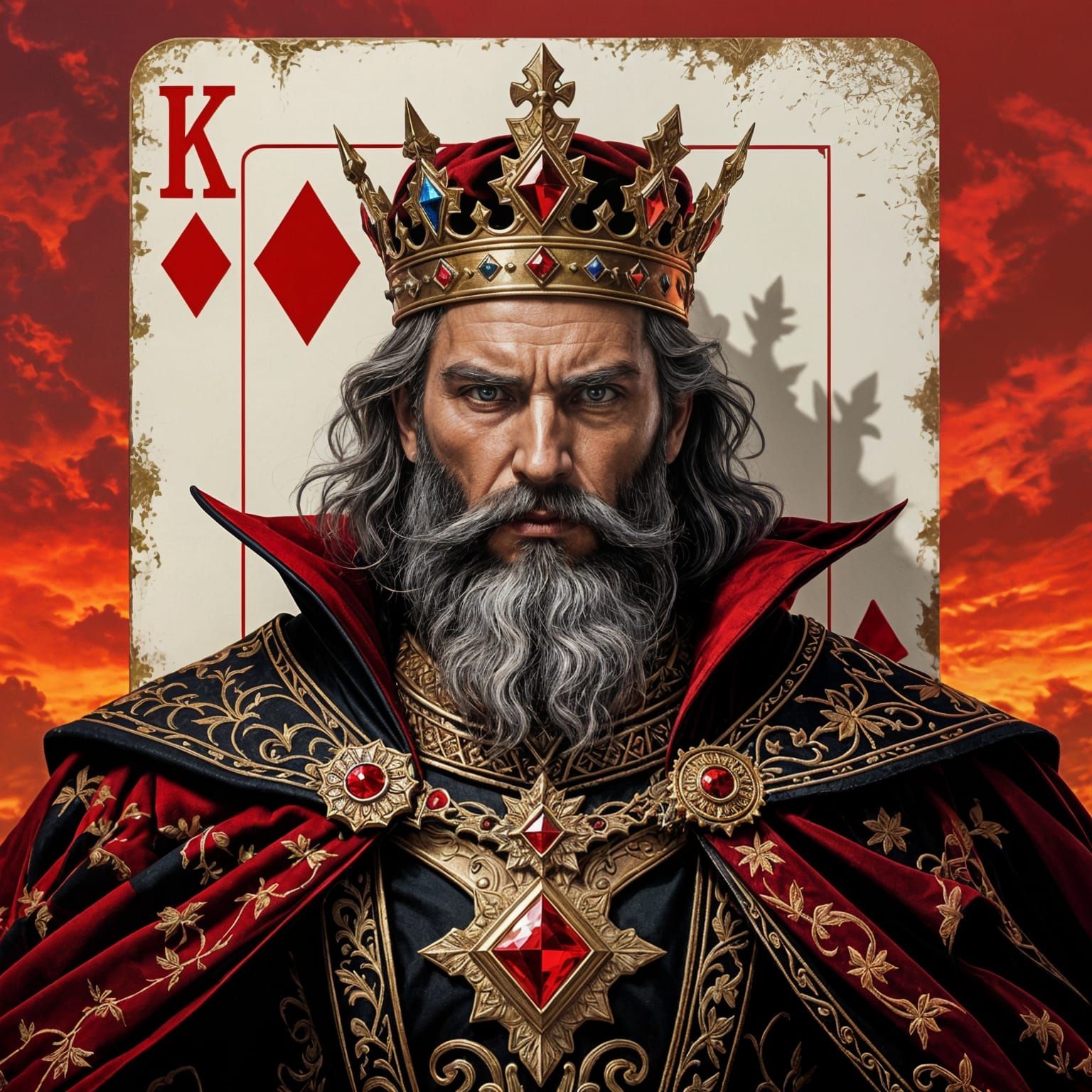 King of Diamonds: Fantasy Portrait with Playing Card