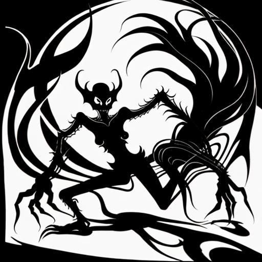 Minimalist Surreal Shadow Monster Line Art