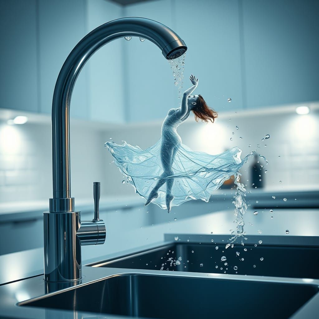 Double Exposure Dance in Water