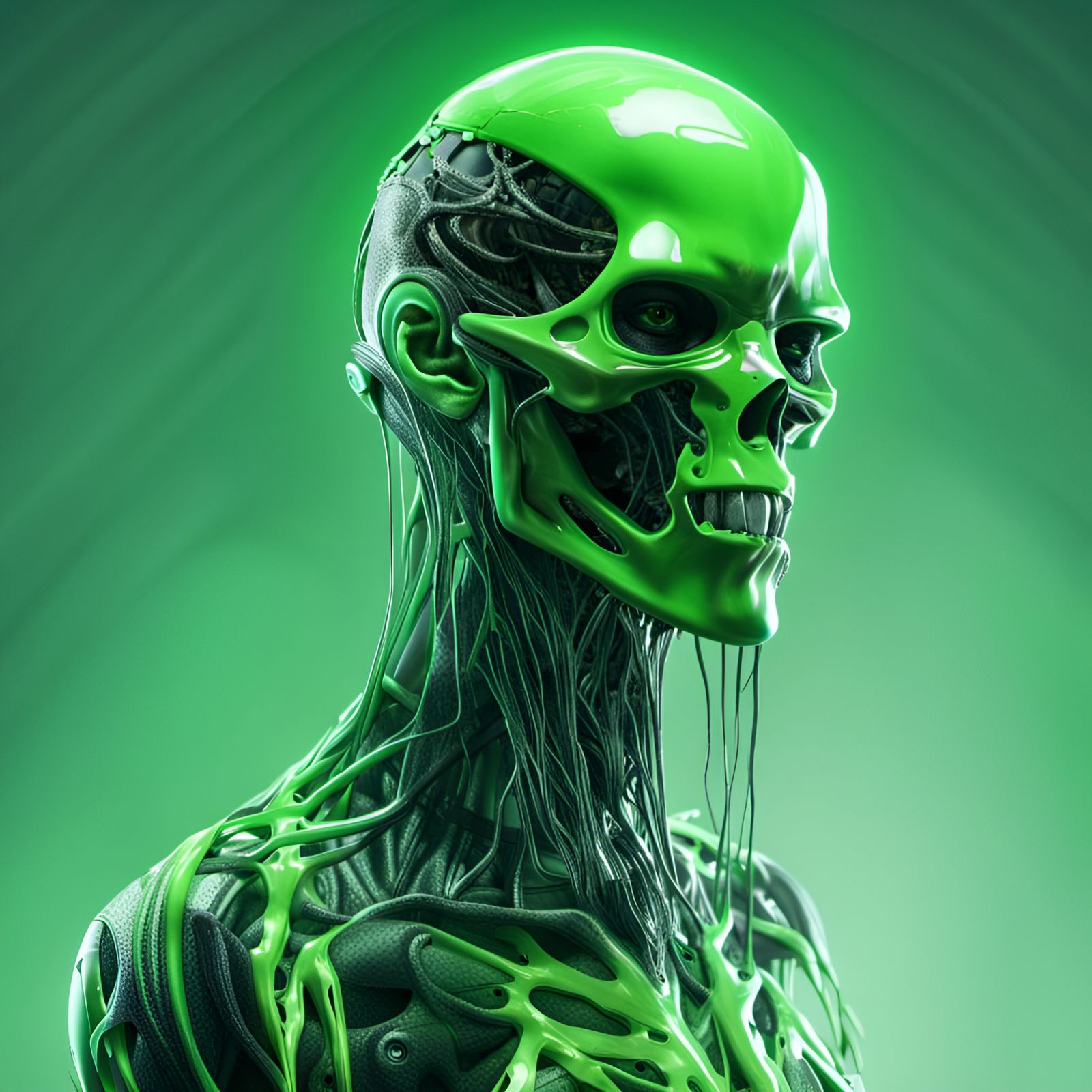 Hyperrealistic Cyborg Dementor in Neon Studio