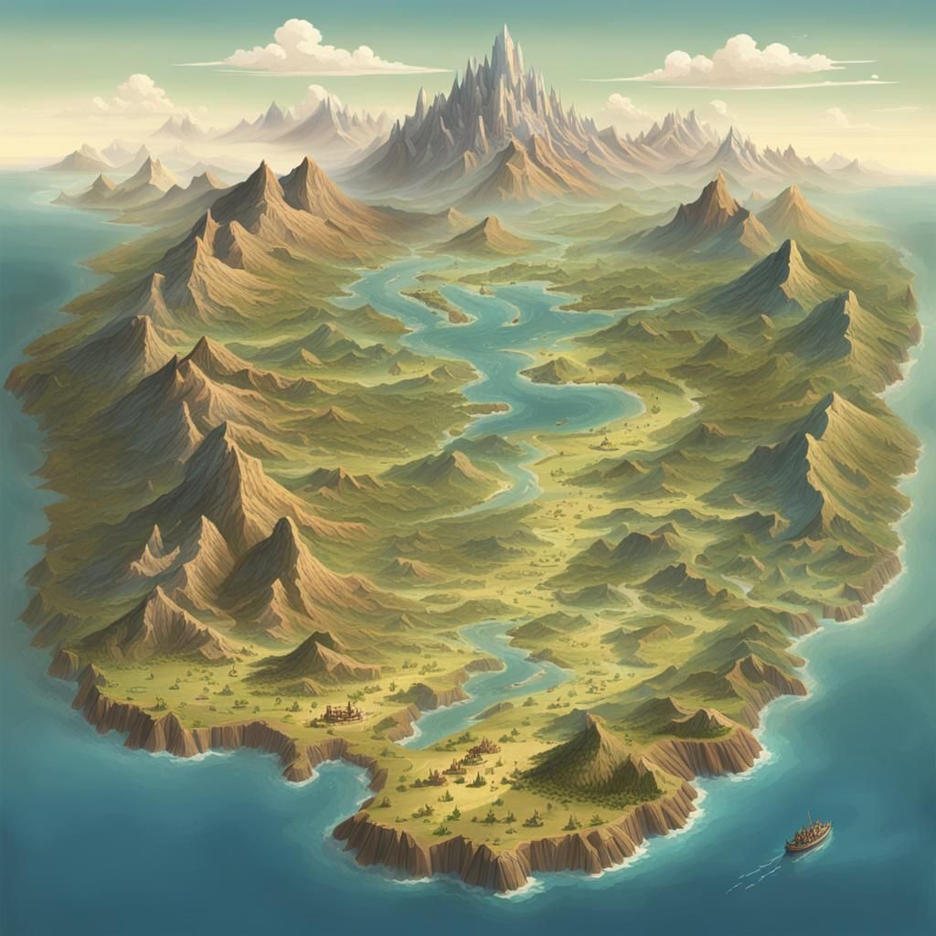 Detailed Fantasy Map with Diverse Terrains