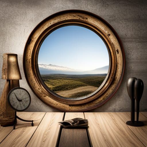 Antique Fisheye Mirror with Distorted Reflection