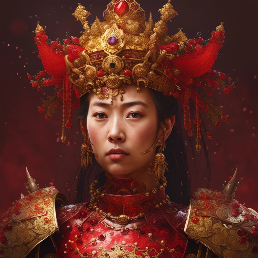 Majestic Japanese Emperor Portrait in Hyperdetailed Armor