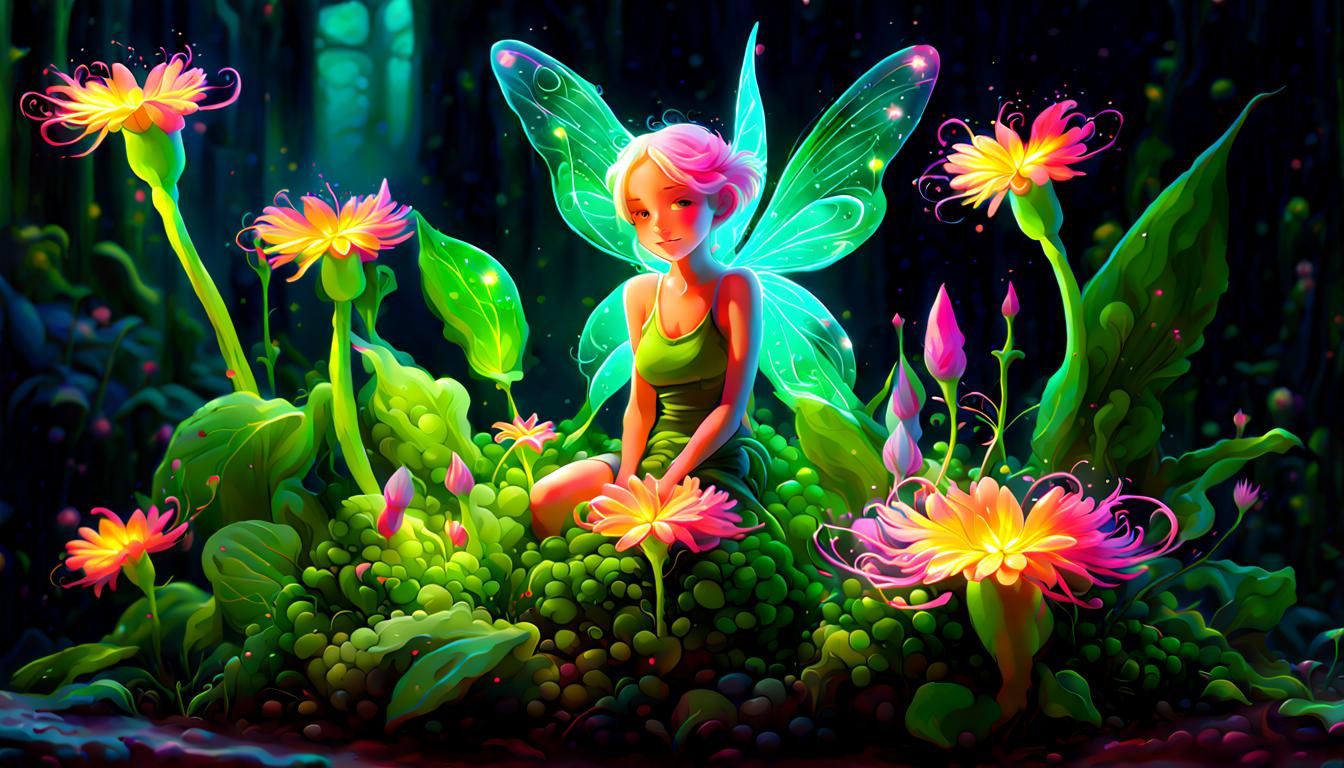 Magical Fairy Plant with Fluorescent Posy