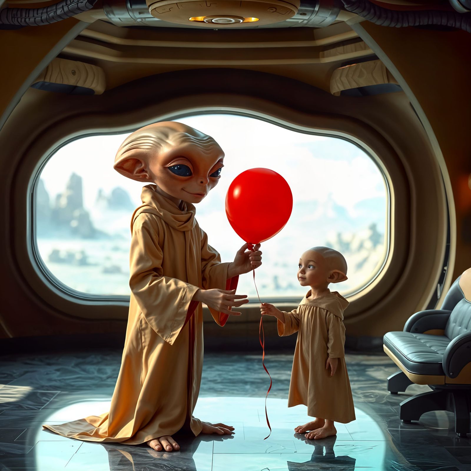 Heartwarming Alien Home: Red Balloon Gift