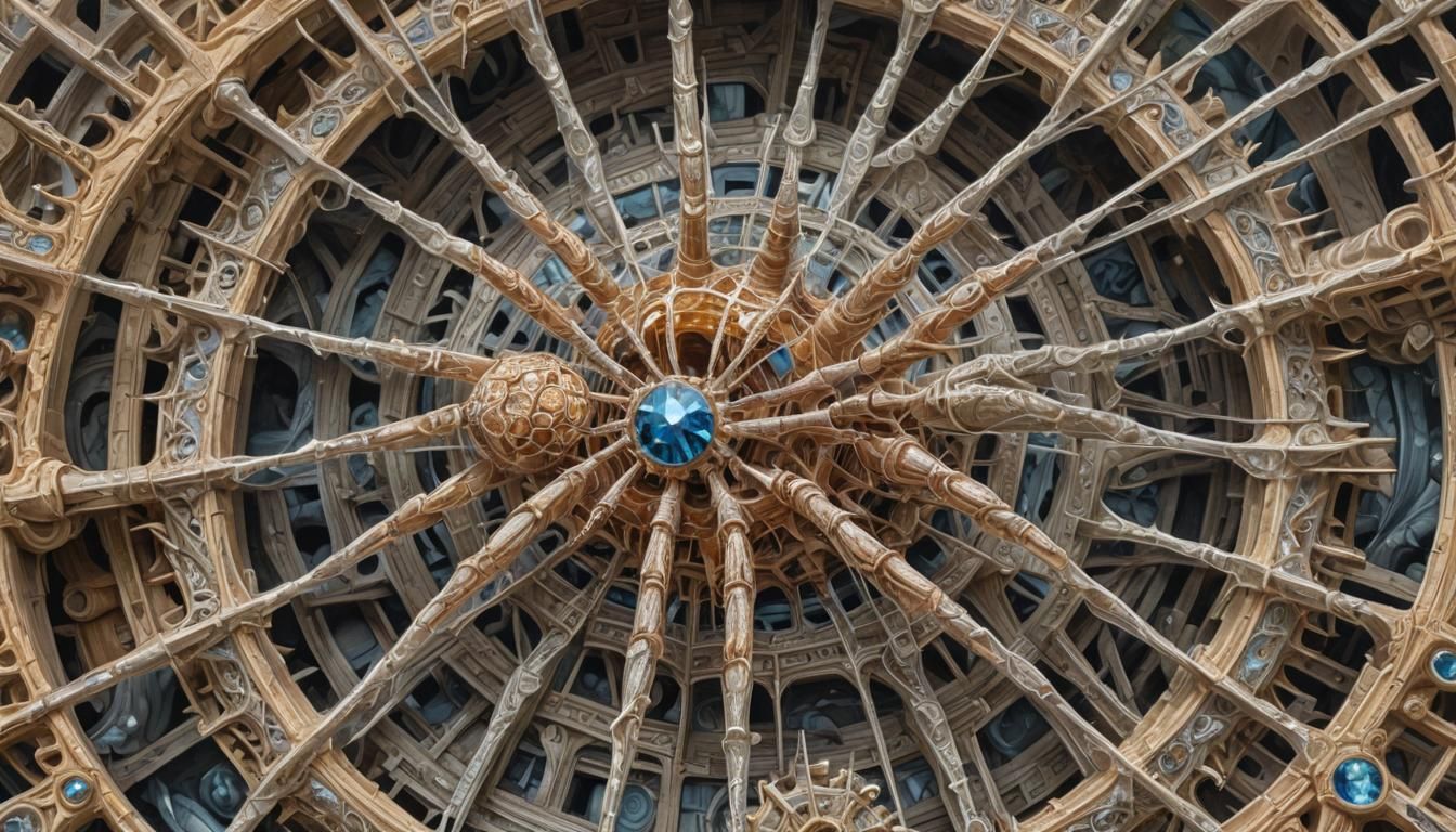 Araneus diadematus in Crystalline Castle, Surrealist Illustr...