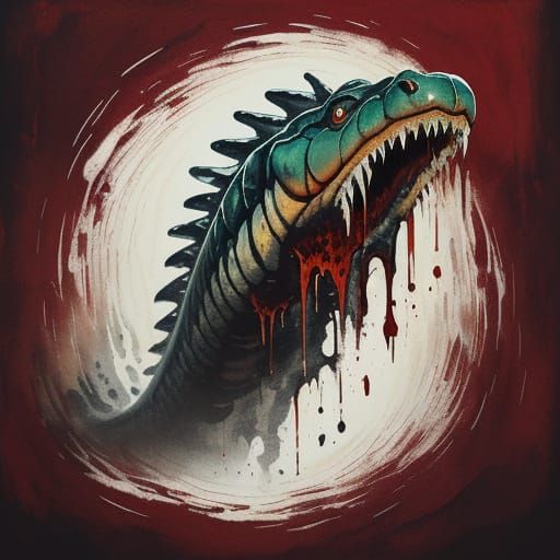 Surreal Gouache Masterpiece of a Twisting, Amorphous Creatur...