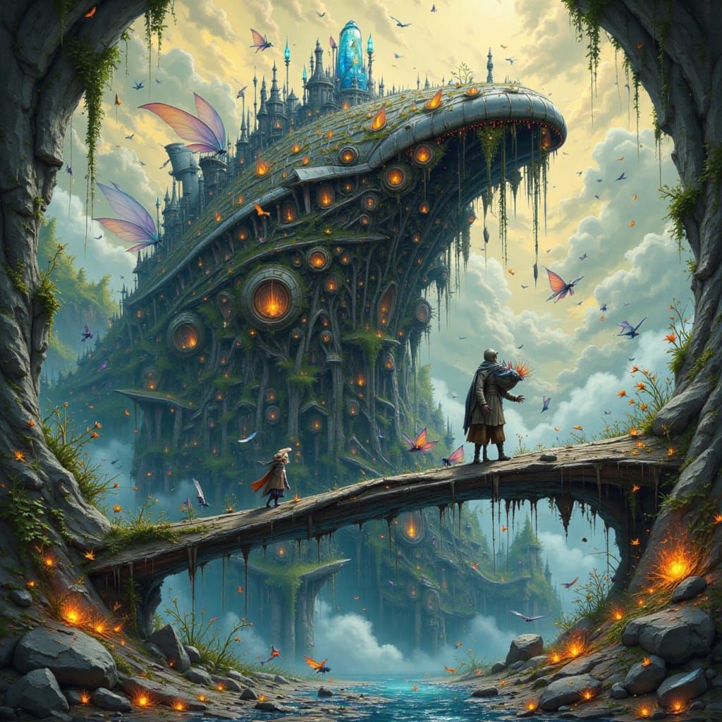 Fairy Market in Leviathan Ribs, Oil Painting Style