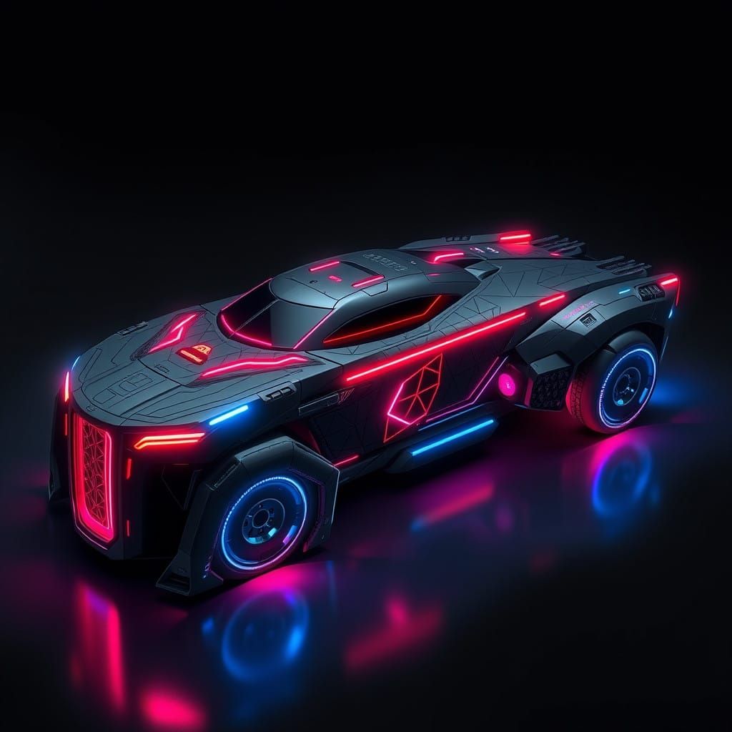 Futuristic Cyberpunk Vehicle: A High-Tech Amalgamation of Ae...