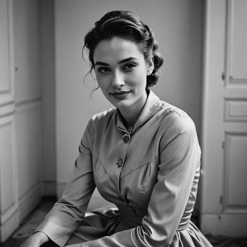 Elegant Woman in Paris: Black and White Portrait