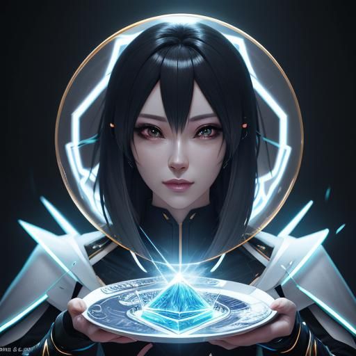 Electric Crystal Plate: 3D Anime Art